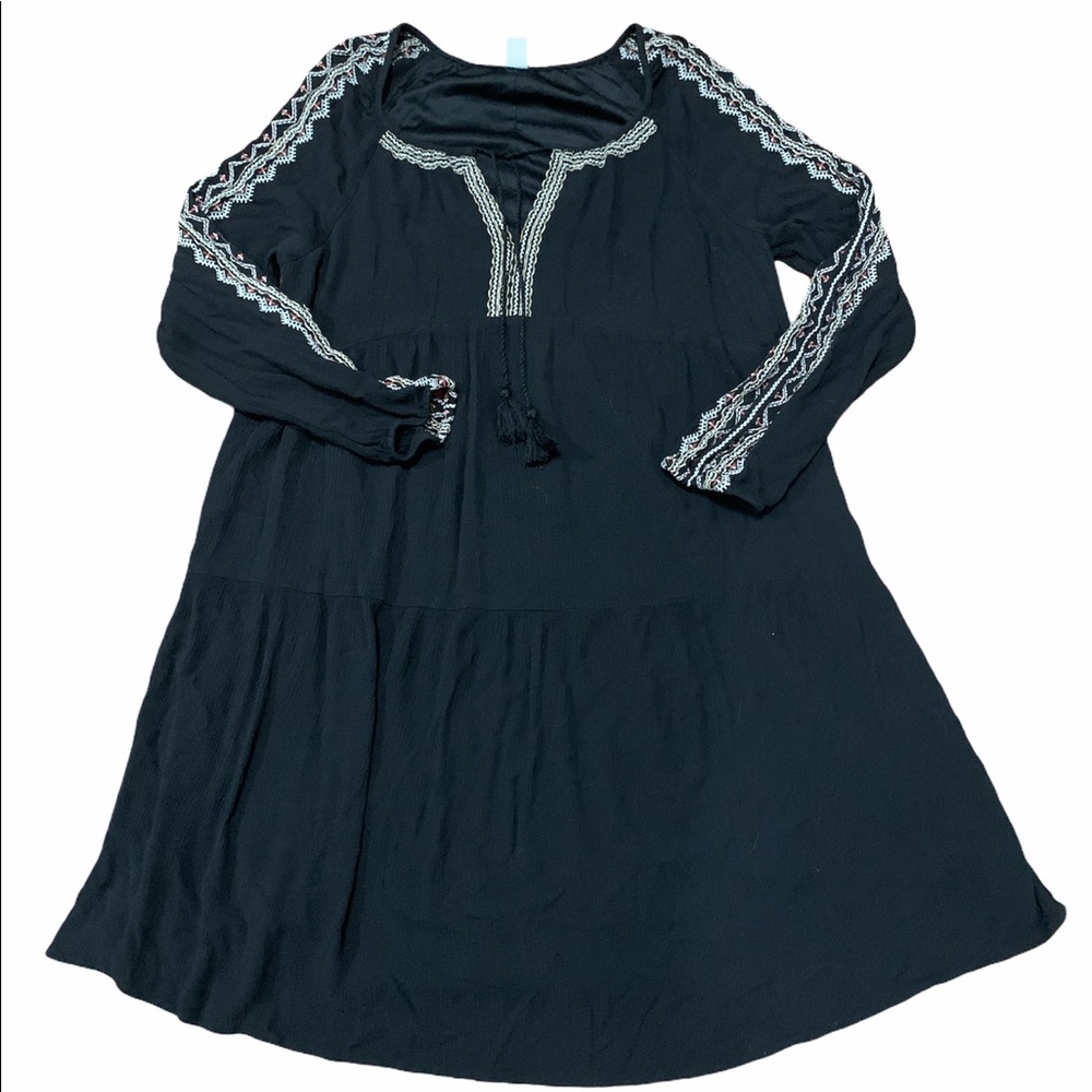 Old Navy Black Patterned Dress Size Med